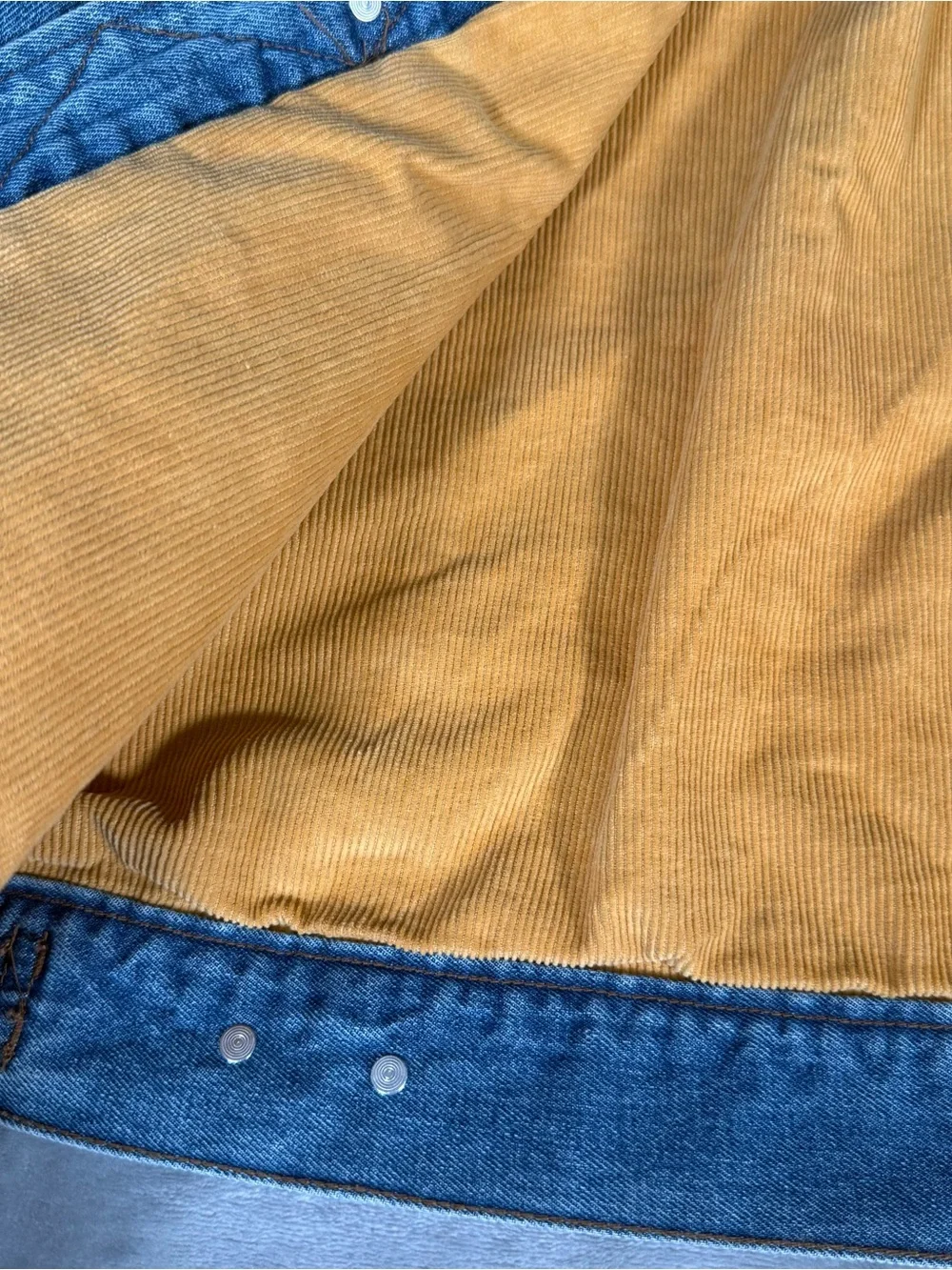 Line Of Trade Denim Trucker Jacket Mens M Corduroy Lined Cotton Blue